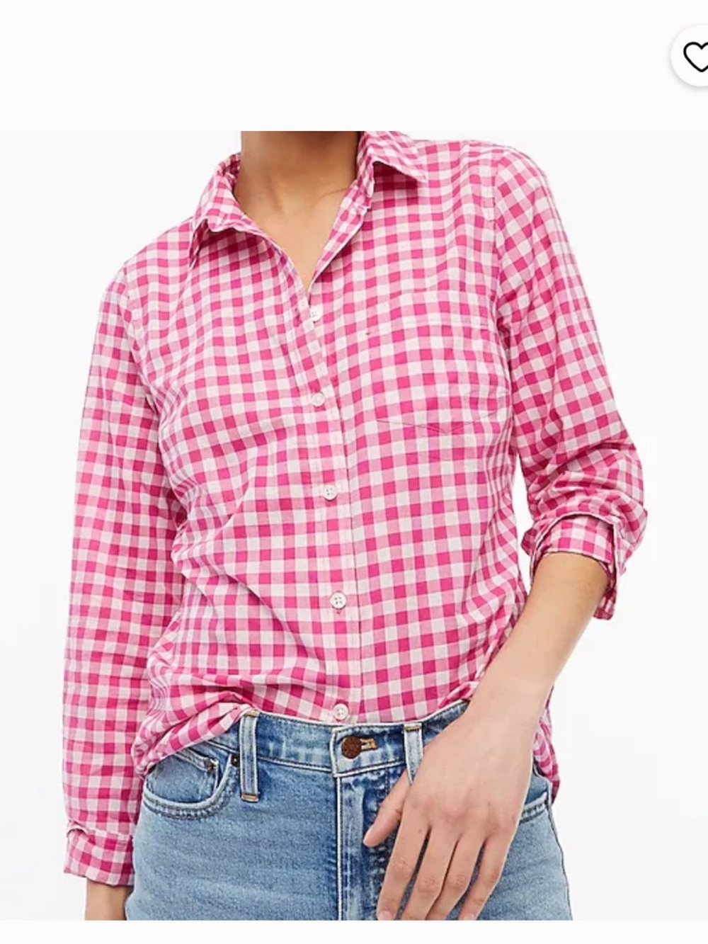 J. Crew Pink Gingham Button-Down Shirt